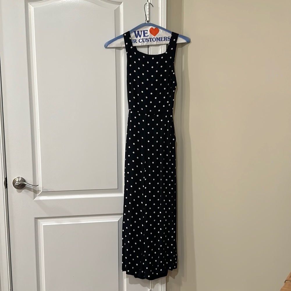 Adorable polka dot jumpsuit with open back